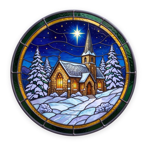 Christmas stained glass window - christmas,