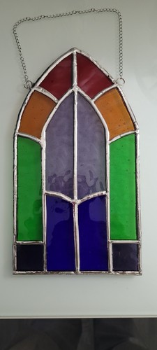 Stained glass arch church - glass,