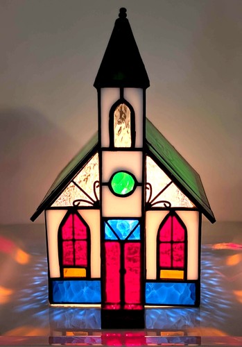 Vintage stained glass town - stained,