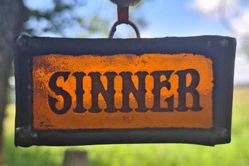 Stained glass sinner church - stained,