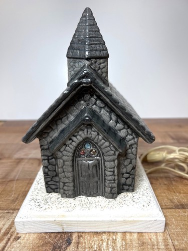 Vtg ceramic church lamp - vtg, with