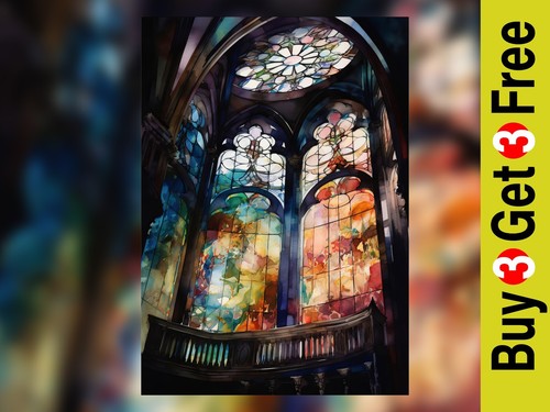 Colorful stained glass church - glass,