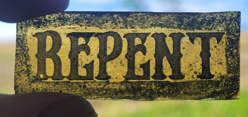 Stained glass repent church - glass,