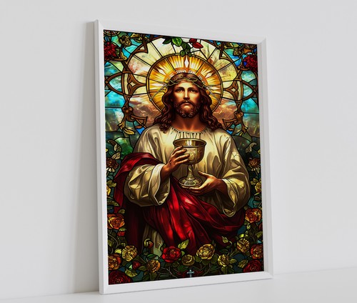 Jesus poster print - print, stained