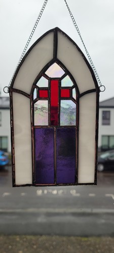 Stained glass arch church - glass,