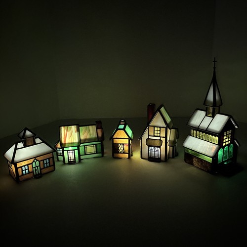 Stained glass village - stained, village: